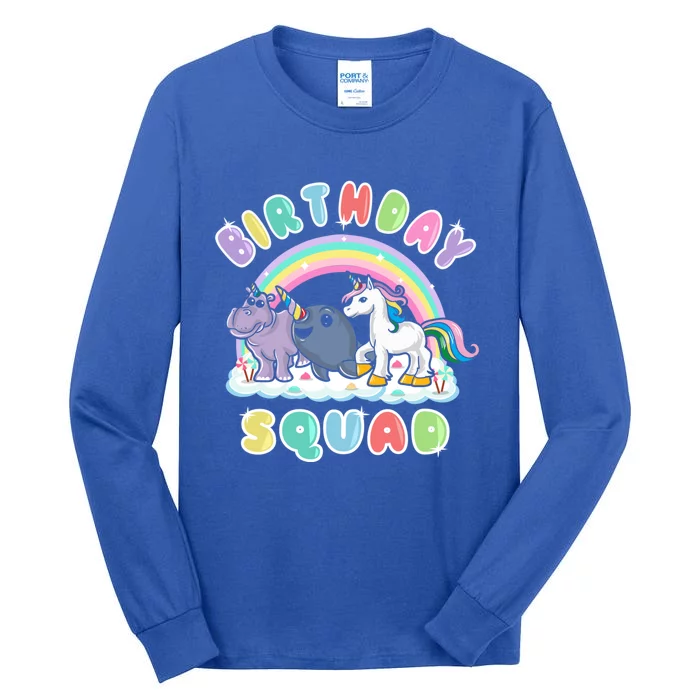 Unicorn Birthday Squad Narwhal Rhino Funny Humor Gift Tall Long Sleeve T-Shirt