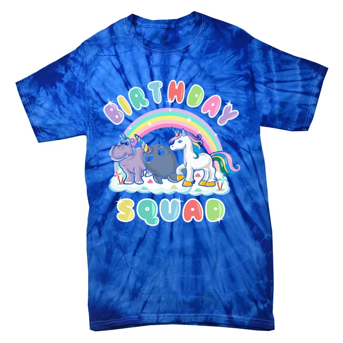 Unicorn Birthday Squad Narwhal Rhino Funny Humor Gift Tie-Dye T-Shirt