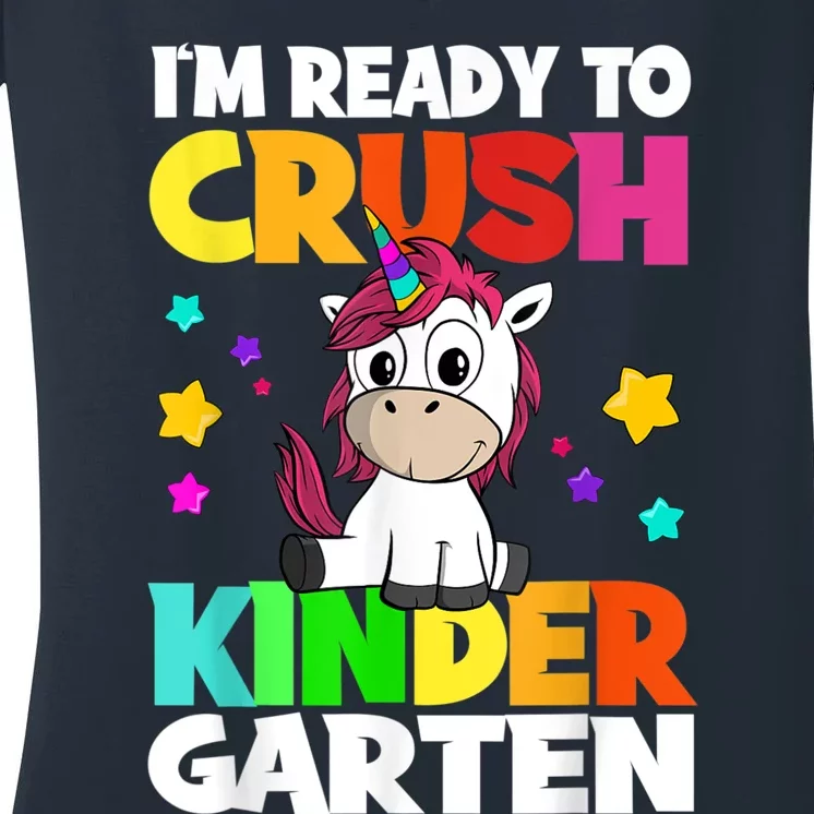 Unicorn Back To School Im Ready To Crush Kindergarten Women's V-Neck T-Shirt