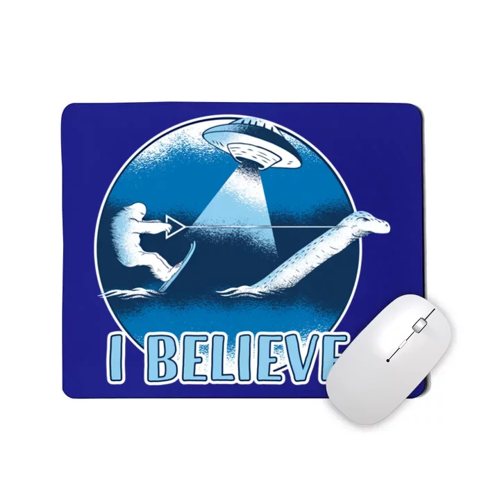 Ufo Bigfoot Water Skiing With Loch Ness Monster Cute Gift Mousepad