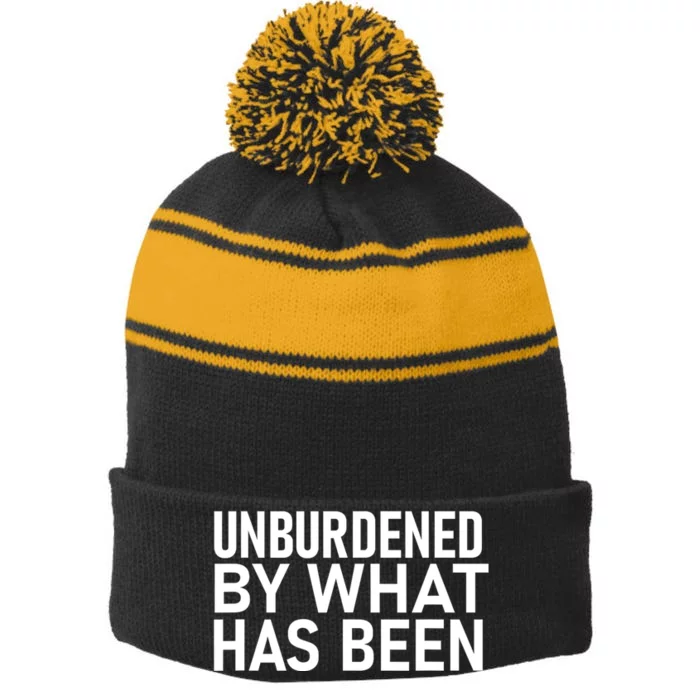 Unburdened By What Has Been Stripe Pom Pom Beanie