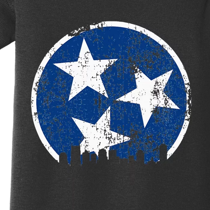 Unique Blue & White Tennessee State Flag Nashville Skyline Baby Bodysuit