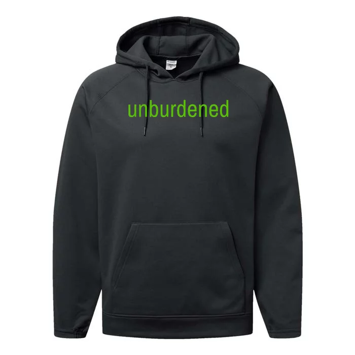 Unburdened By What Has Been Funny Lime Green Performance Fleece Hoodie