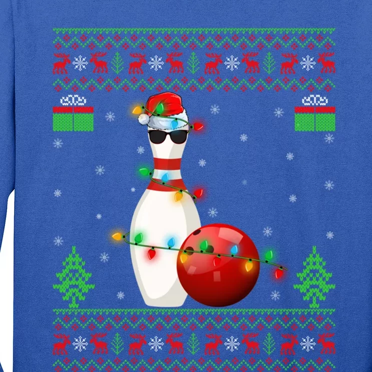 Ugly Bowling Xmas Lighting Funny Santa Bowling Christmas Gift Long Sleeve Shirt