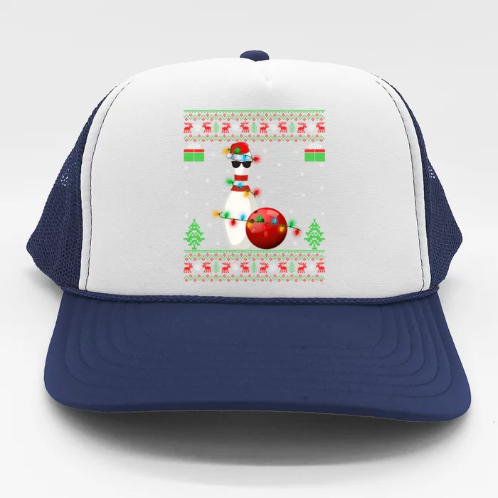 Ugly Bowling Xmas Lighting Funny Santa Bowling Christmas Gift Trucker Hat