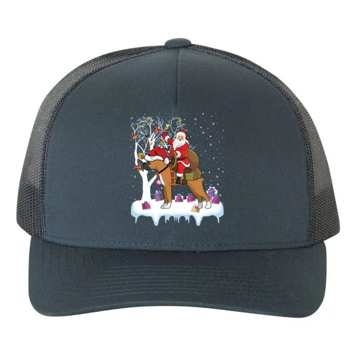 Ugly Boxer Xmas Gift Funny Santa Riding Boxer Dog Christmas Gift Yupoong Adult 5-Panel Trucker Hat