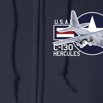 USAF C 130 Hercules Aircraft Full Zip Hoodie