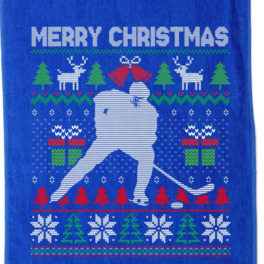 Ugly Christmas 2020 Hockey Player Santa Tree Xmas Costume Gift Platinum Collection Golf Towel