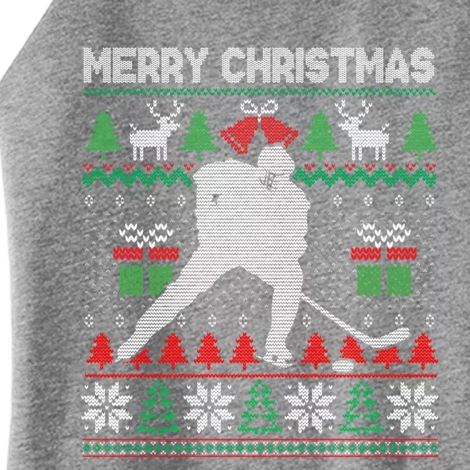 Ugly Christmas 2020 Hockey Player Santa Tree Xmas Costume Gift Women’s Perfect Tri Rocker Tank