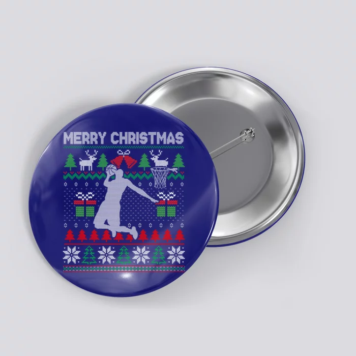 Ugly Christmas 2020 Basketball Player Santa Xmas Costume Cute Gift Button