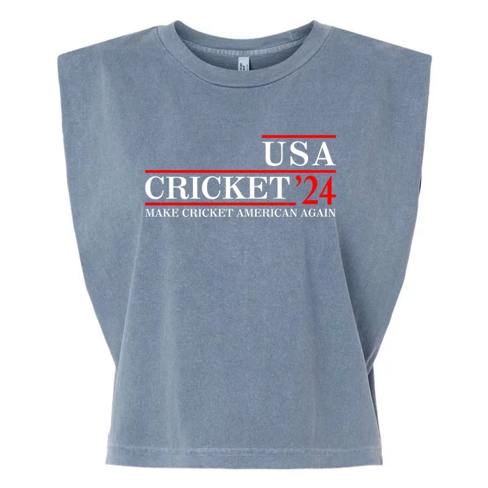 Usa Cricket 24 Make Cricket American Again Funny Cricket Player Cricket Usa Team Garment-Dyed Women's Muscle Tee