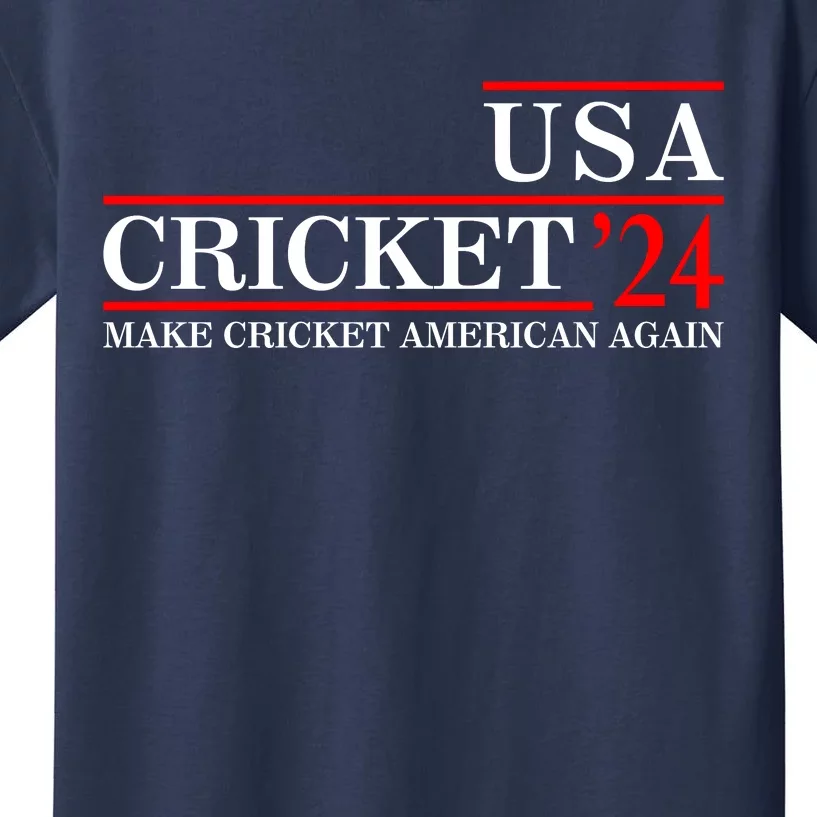 Usa Cricket 24 Make Cricket American Again Funny Cricket Player Cricket Usa Team Kids T-Shirt