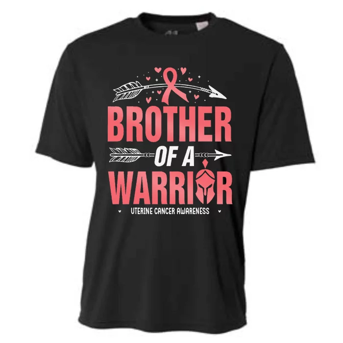 Uterine Cancer Awareness Brother Of A Warrior Peach Ribbon Cooling Performance Crew T-Shirt