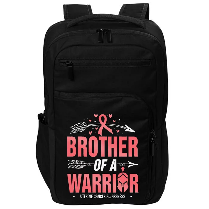 Uterine Cancer Awareness Brother Of A Warrior Peach Ribbon Impact Tech Backpack