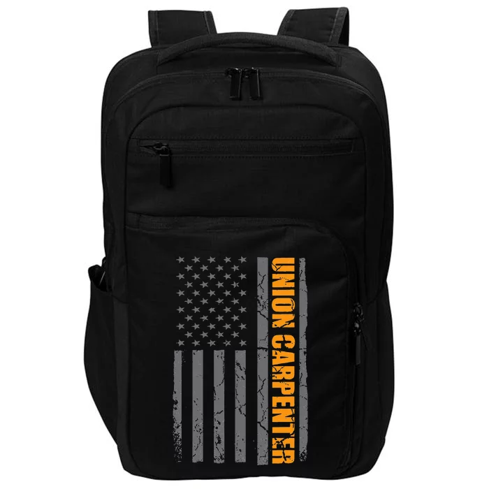 Union Carpenter American Flag Patriotic Labor Day Carpentry Impact Tech Backpack