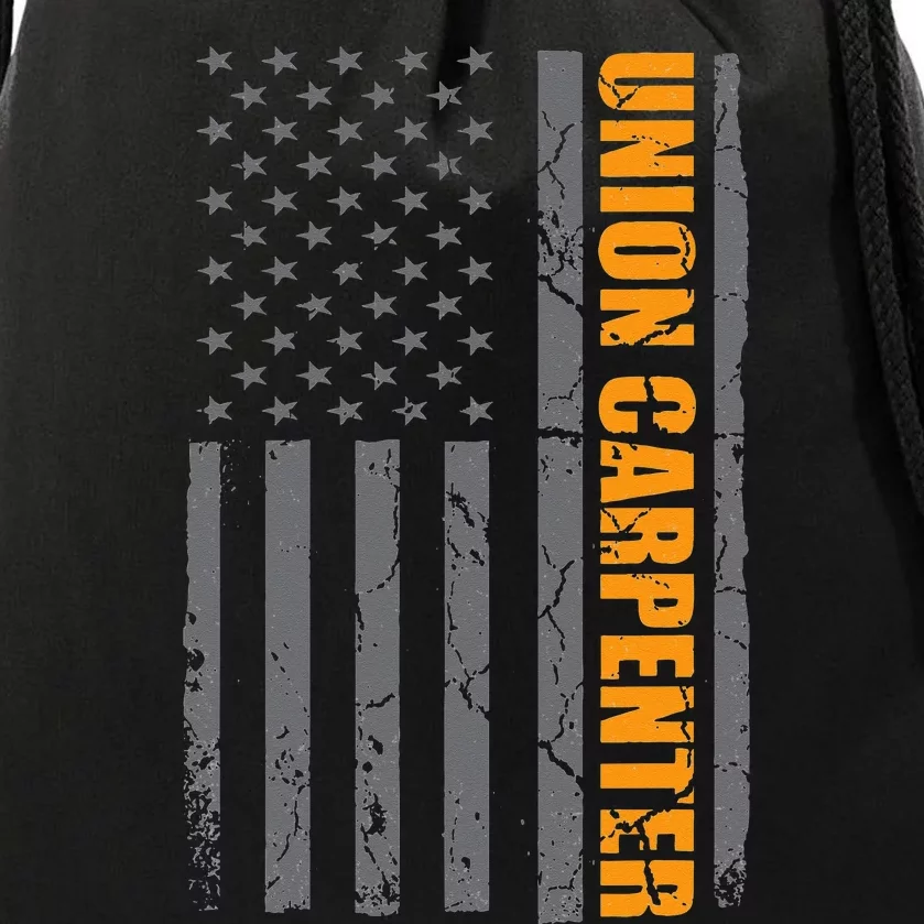 Union Carpenter American Flag Patriotic Labor Day Carpentry Drawstring Bag