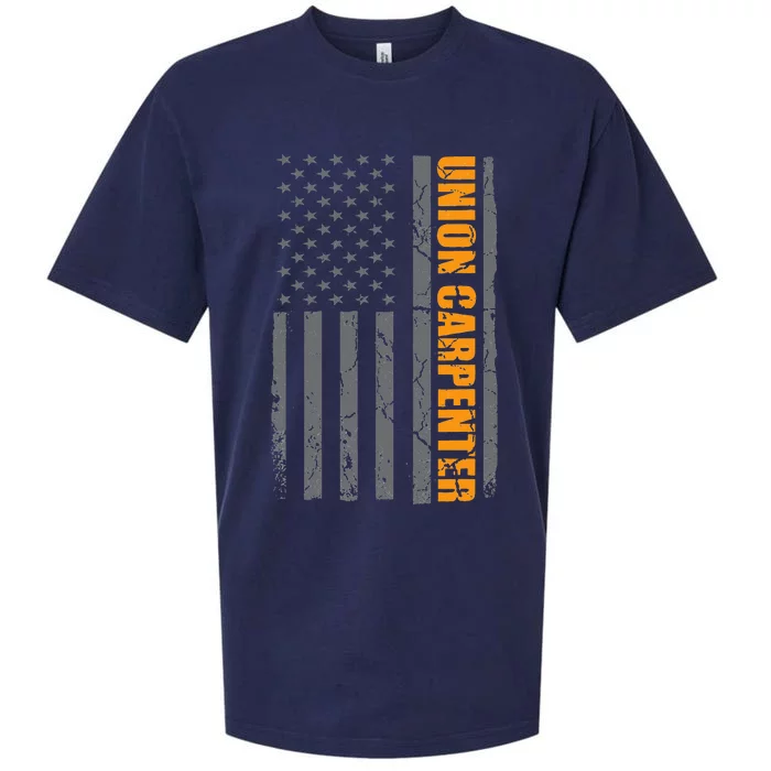 Union Carpenter American Flag Patriotic Labor Day Carpentry Sueded Cloud Jersey T-Shirt