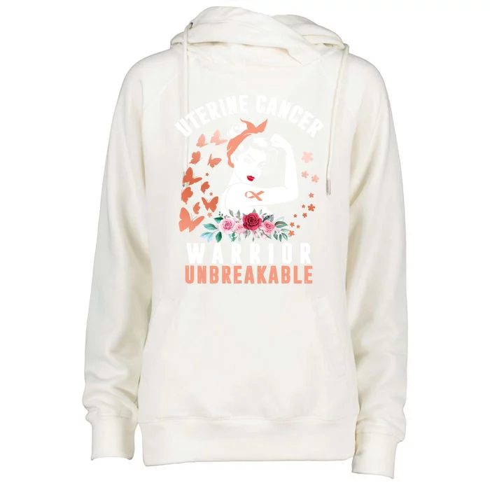 Uterine Cancer Awareness Warrior Unbreakable Strong Pe Gift Womens Funnel Neck Pullover Hood