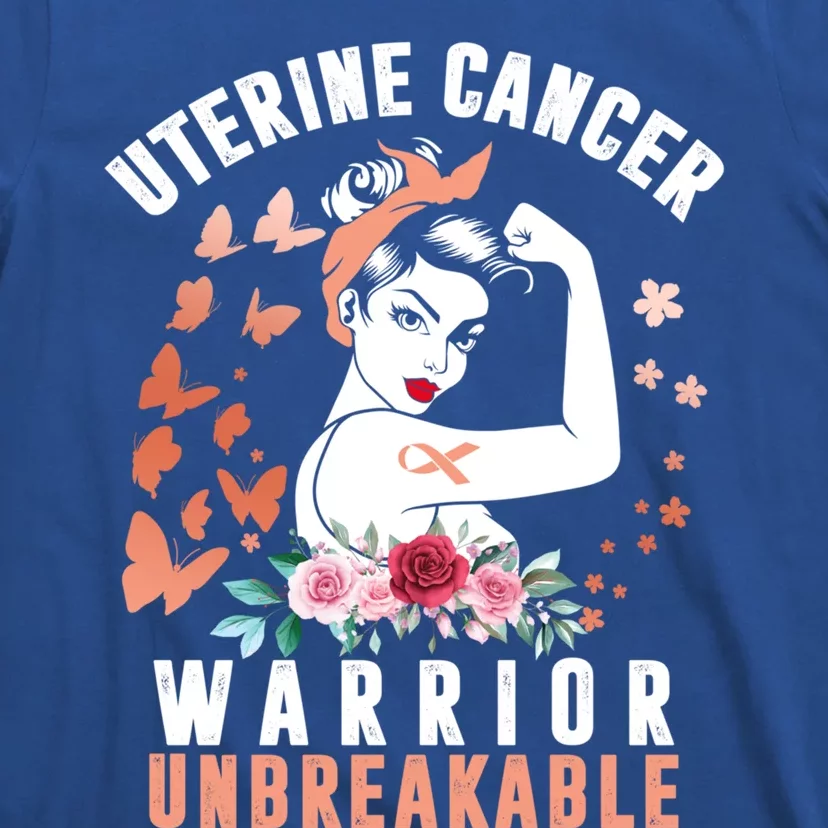 Uterine Cancer Awareness Warrior Unbreakable Strong Pe Gift T-Shirt