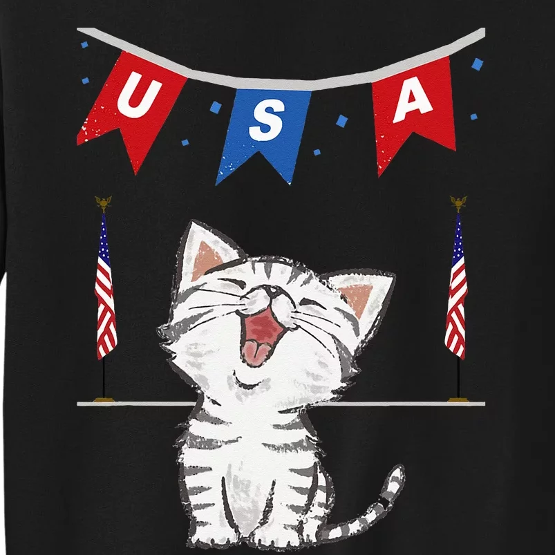 USA Cat American Flag Sweatshirt