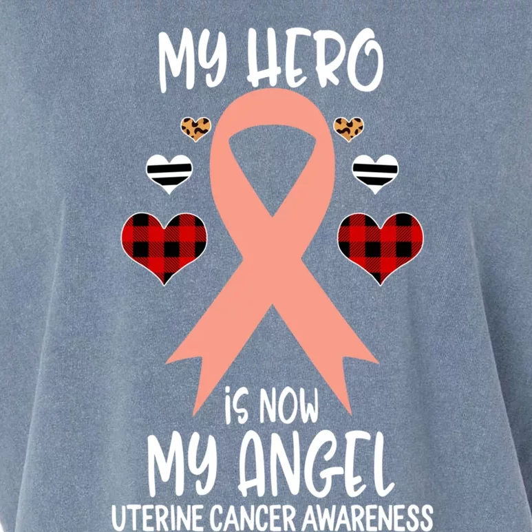 Uterine Cancer Awareness Remembrance Hero Is Now My Angel Cool Gift Garment-Dyed Women's Muscle Tee