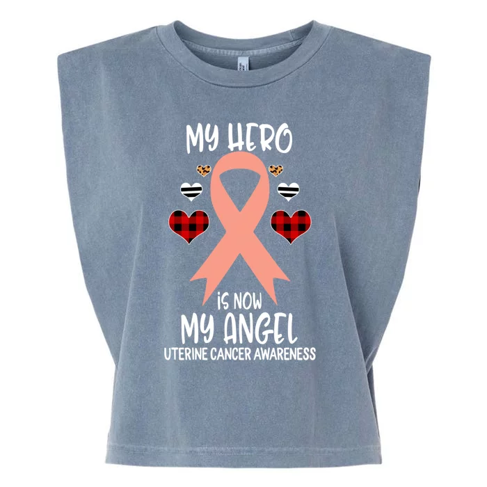 Uterine Cancer Awareness Remembrance Hero Is Now My Angel Cool Gift Garment-Dyed Women's Muscle Tee