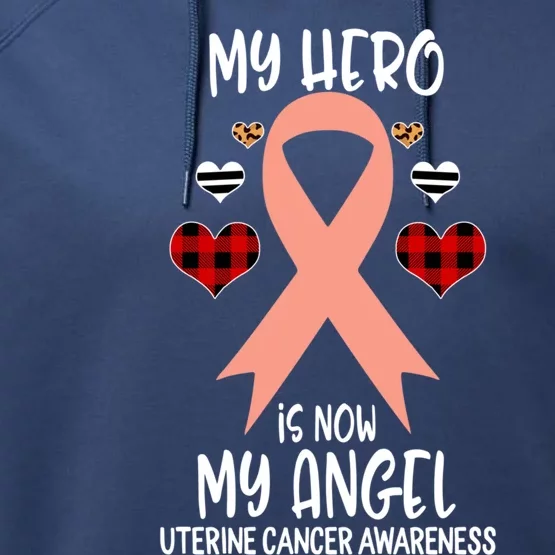 Uterine Cancer Awareness Remembrance Hero Is Now My Angel Cool Gift Performance Fleece Hoodie