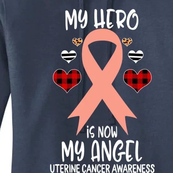 Uterine Cancer Awareness Remembrance Hero Is Now My Angel Cool Gift Women's Pullover Hoodie