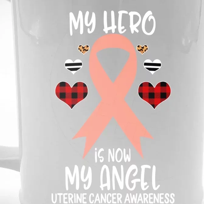 Uterine Cancer Awareness Remembrance Hero Is Now My Angel Cool Gift Front & Back Beer Stein