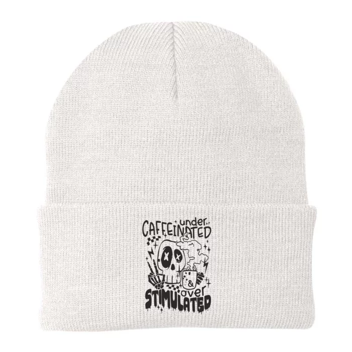 Under Caffeinated And Over Stimulated Caffeine Skeleton Snarky Knit Cap Winter Beanie