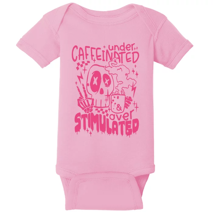 Under Caffeinated And Over Stimulated Caffeine Skeleton Snarky Baby Bodysuit