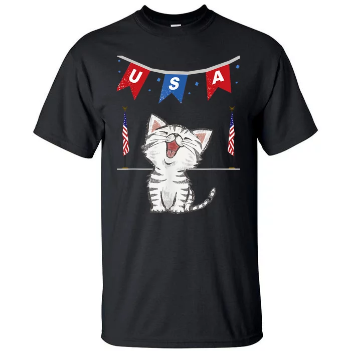 USA, Cat, American, Flag, Tall T-Shirt