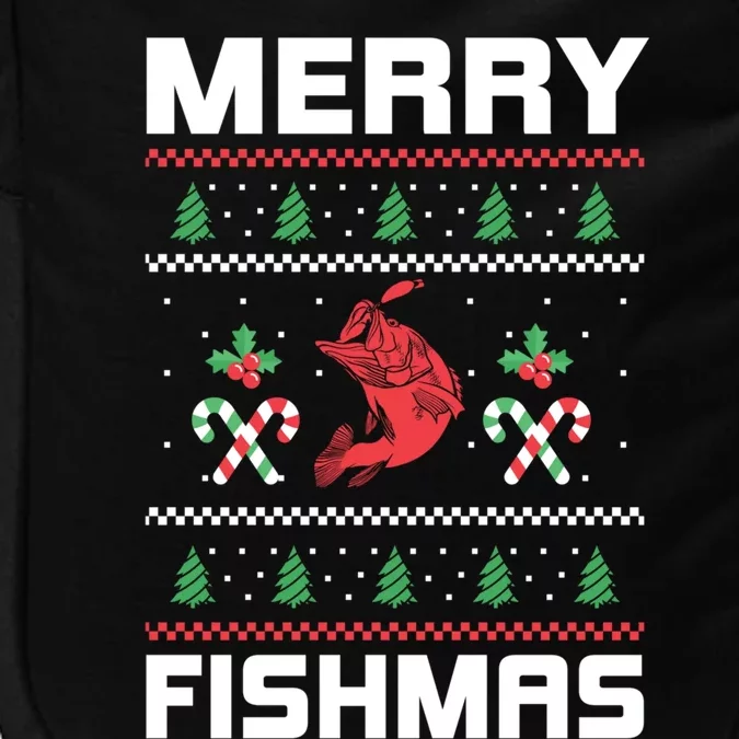 Ugly Christmas Angler Merry Fishmas Bass Fishing Lover Impact Tech Backpack