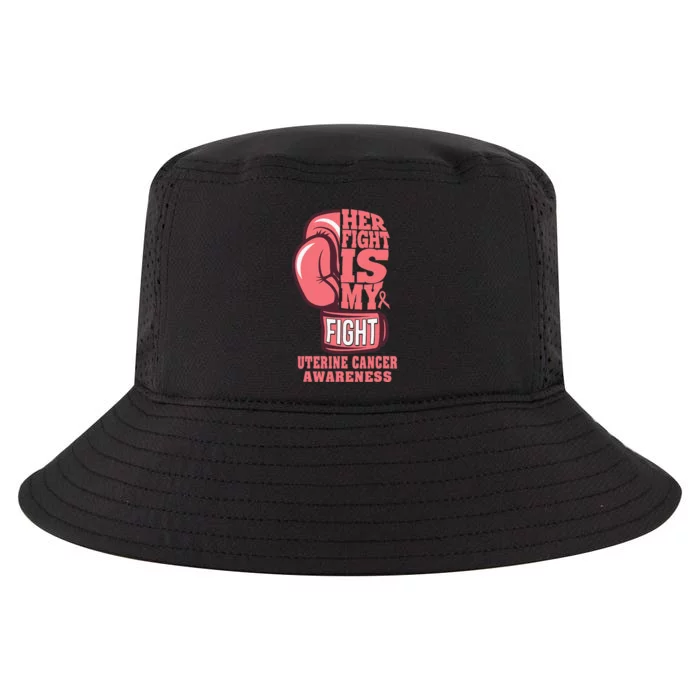 Uterine Cancer Boxing Her Fight Is My Fight Peach Ribbon Cool Comfort Performance Bucket Hat