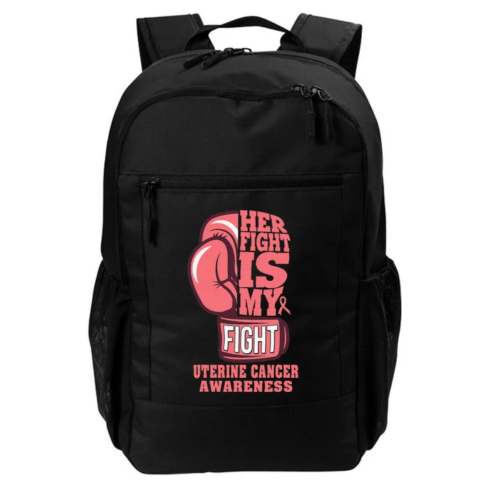 Uterine Cancer Boxing Her Fight Is My Fight Peach Ribbon Daily Commute Backpack