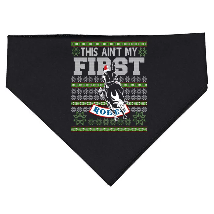 Ugly Christmas Bull Riding This AinT My First Rodeo Meaningful Gift USA-Made Doggie Bandana