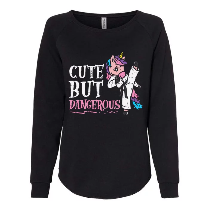 Unicorn Cute But Dangerous Karate Taekwondo  Gift Womens California Wash Sweatshirt