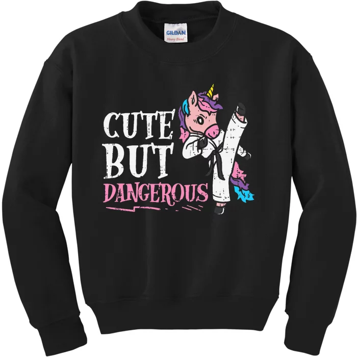 Unicorn Cute But Dangerous Karate Taekwondo  Gift Kids Sweatshirt