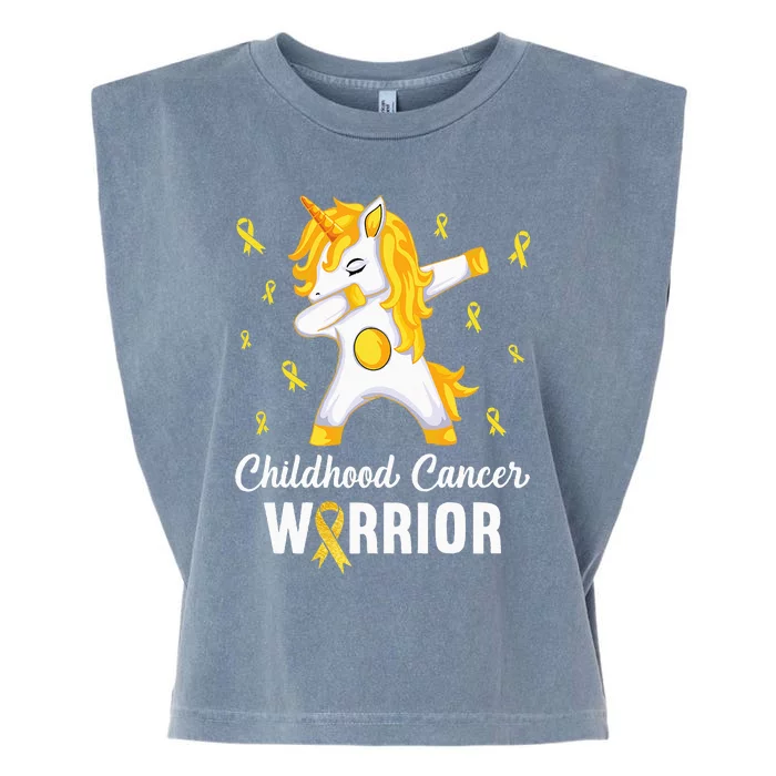 Unicorn Childhood Cancer Warrior In September We Wear Gold Garment-Dyed Women's Muscle Tee