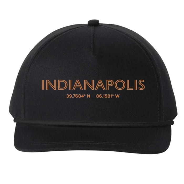 Usa City Coordinates Funny Gift Us Indianapolis Funny Gift Snapback Five-Panel Rope Hat