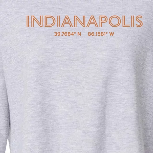 Usa City Coordinates Funny Gift Us Indianapolis Funny Gift Cropped Pullover Crew