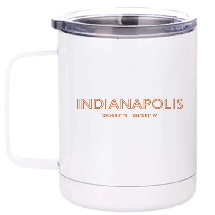 Usa City Coordinates Funny Gift Us Indianapolis Funny Gift Front & Back 12oz Stainless Steel Tumbler Cup