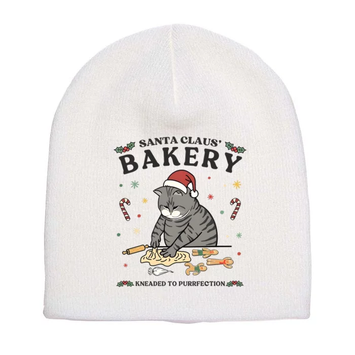 Ugly Christmas Cat Santa Claus Bakery Short Acrylic Beanie