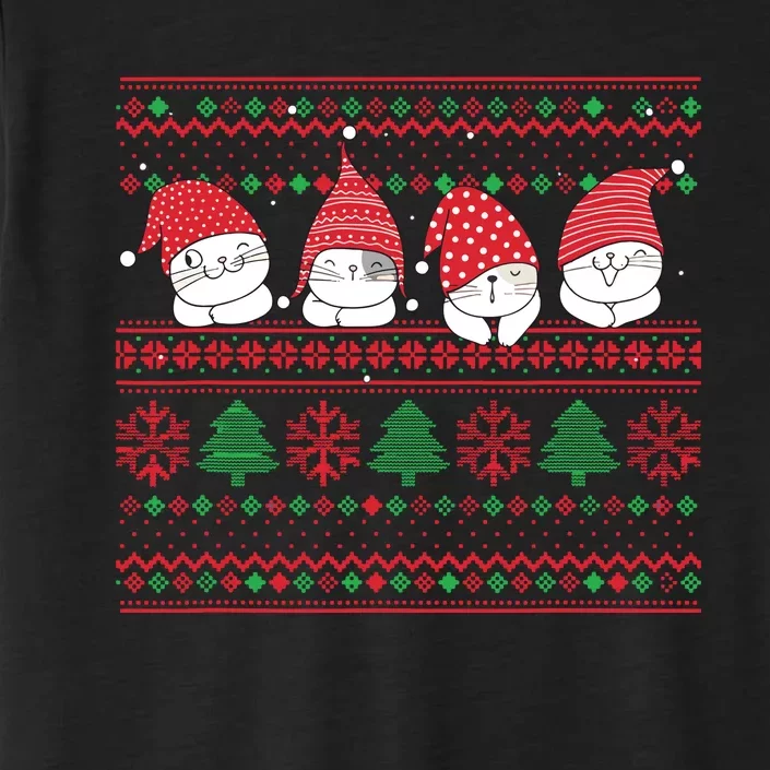 Ugly Christmas Cat Gnome Cute Funny Sweater Pajama Xmas ChromaSoft Performance T-Shirt