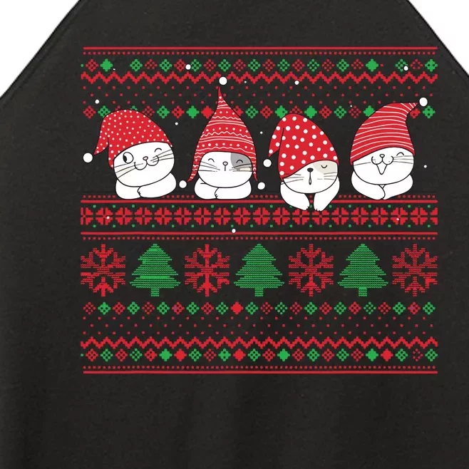 Ugly Christmas Cat Gnome Cute Funny Sweater Pajama Xmas Women’s Perfect Tri Rocker Tank