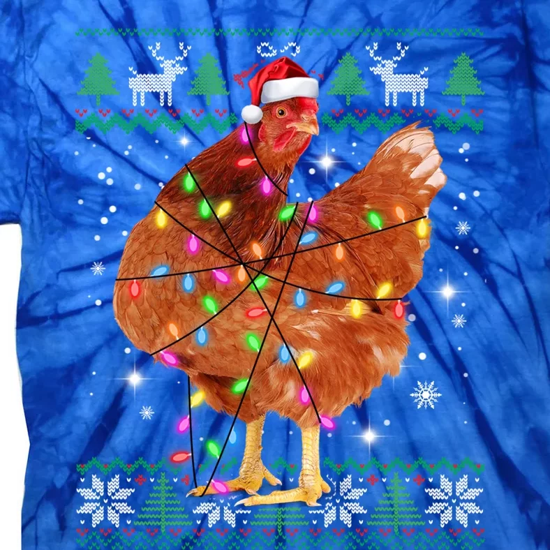 Ugly Christmas Chicken Santa Hat Lights Sweater Xmas Meaningful Gift Tie-Dye T-Shirt