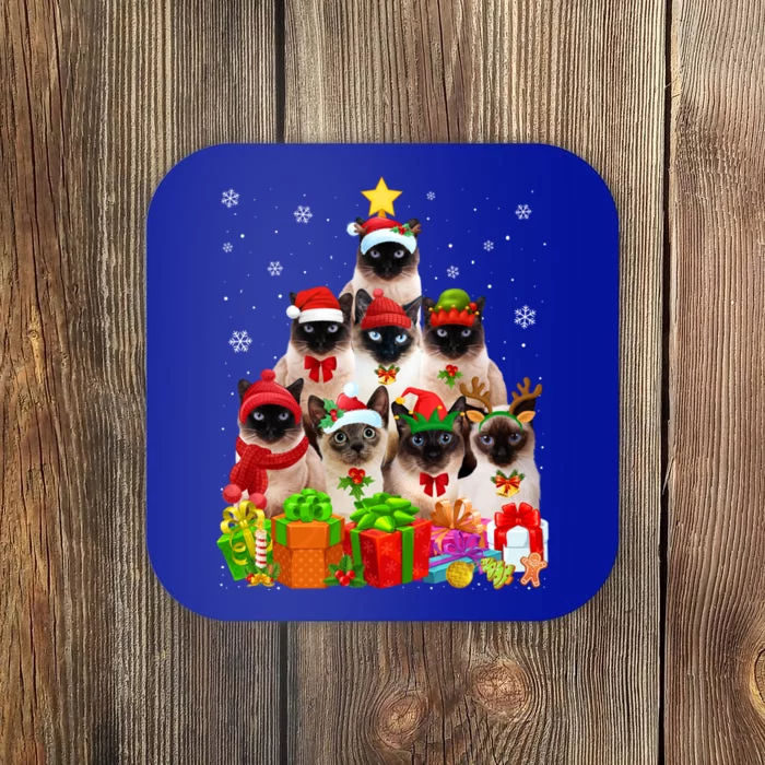 Ugly Christmas Cat Tree Funny Siamese Cat Xmas Cute Gift Coaster