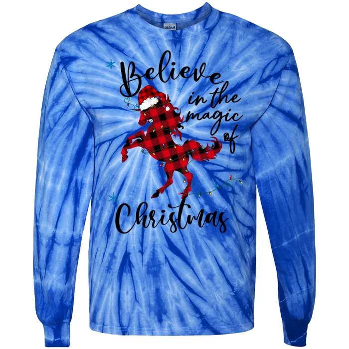 Unicorn Christmas Cute Gift Believe In The Magic Of Christmas Gift Tie-Dye Long Sleeve Shirt