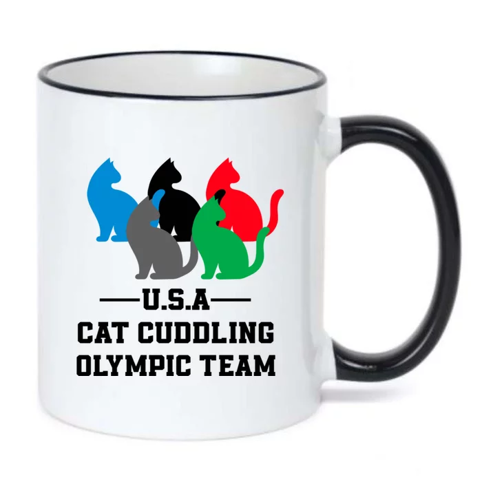 Usa Cat Cuddling Team Black Color Changing Mug