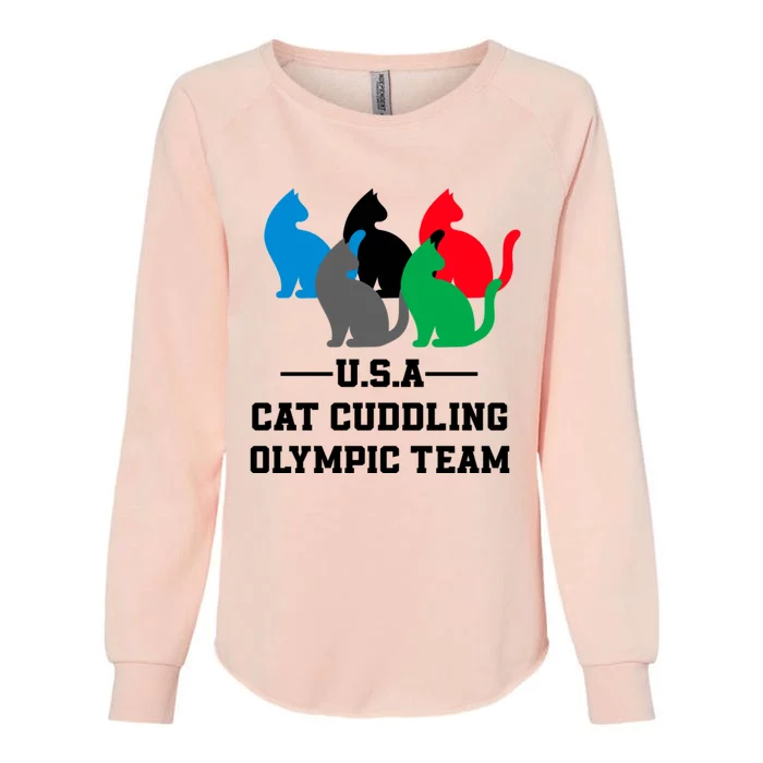 Usa Cat Cuddling Team Womens California Wash Sweatshirt